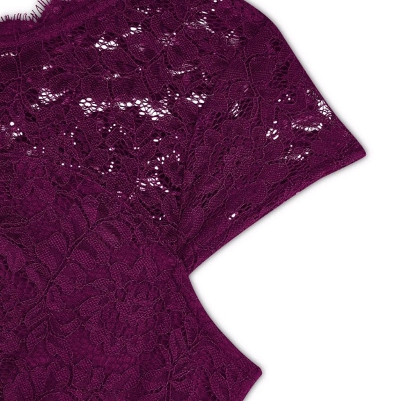 19436 Purple Ruffle Sheer Skirt Shimmer Slit Dress